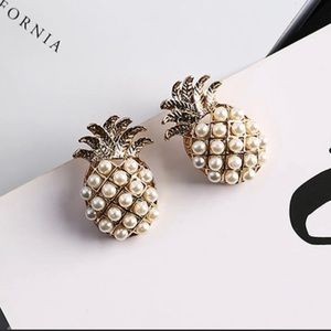 Faux Pearl Pineapple Stud Earrings